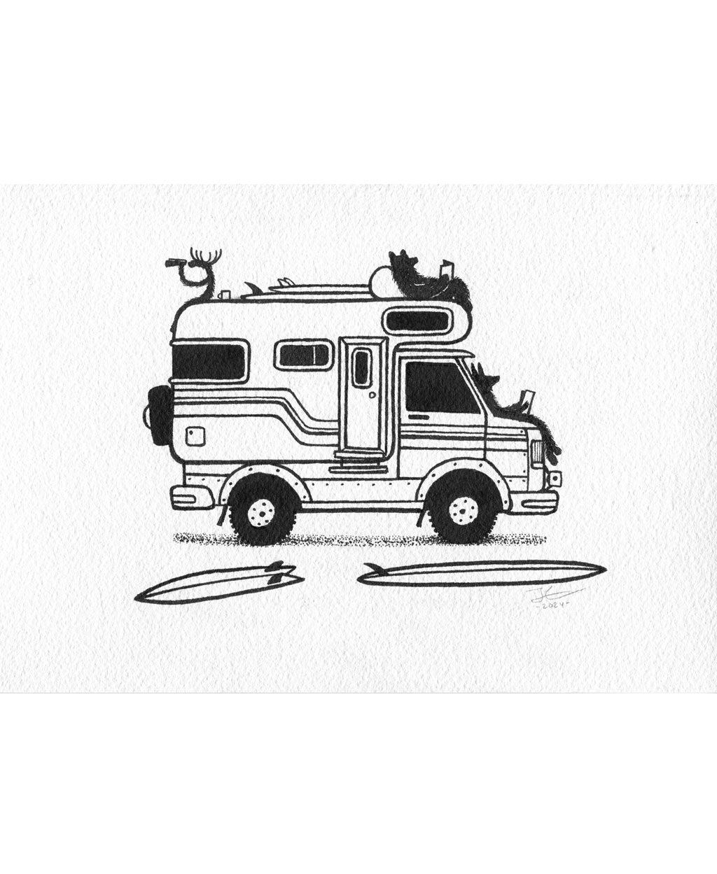 Road Tripping. Original illustration