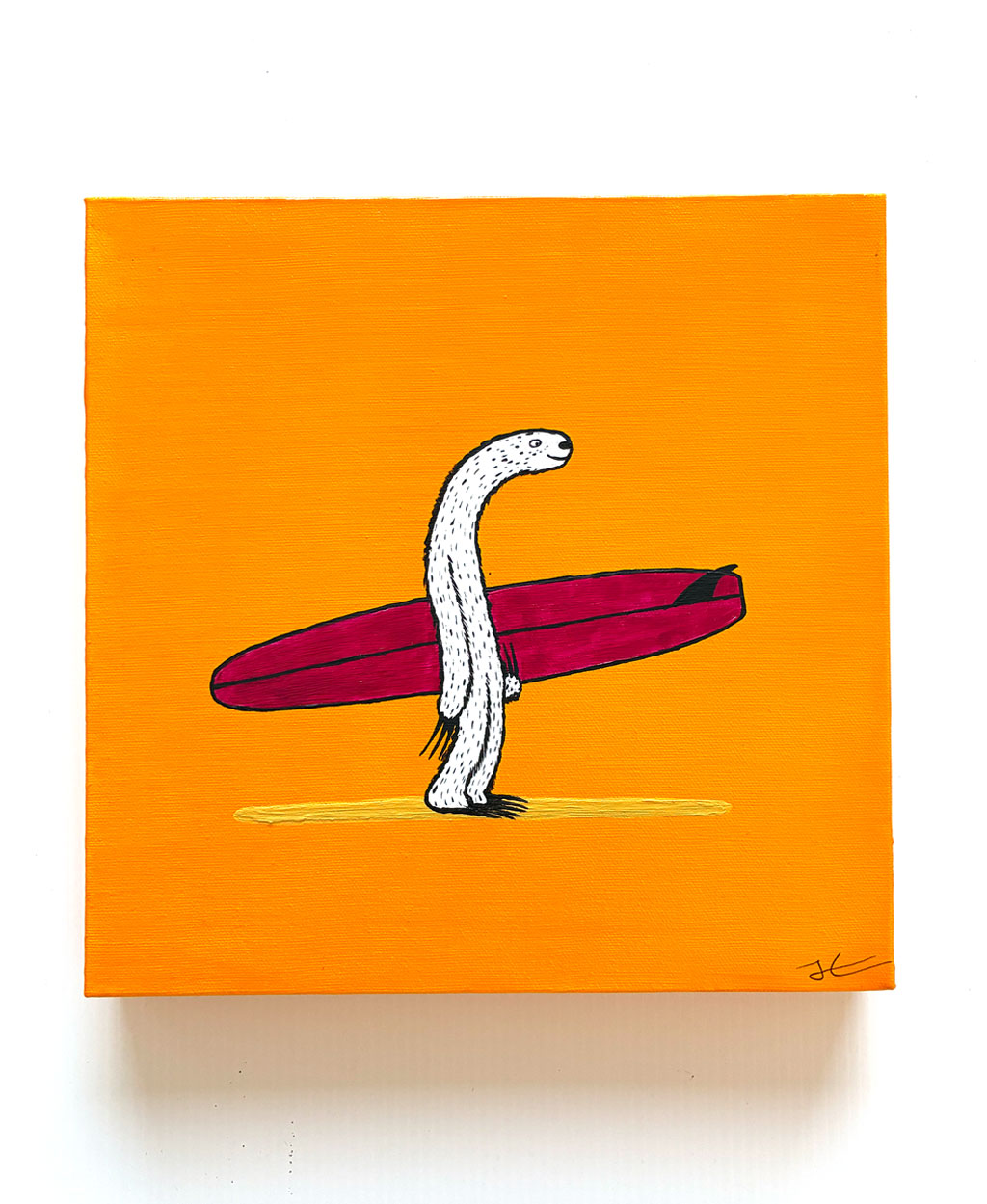 Single Fin Sloth. Original signed Acrylic Canvas