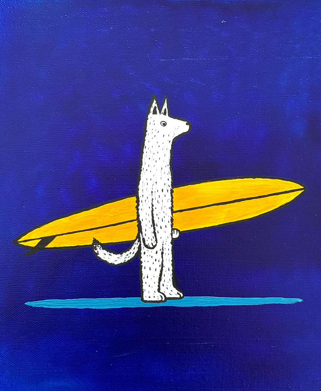 Single Fin Wolf. Original signed Acrylic Canvas