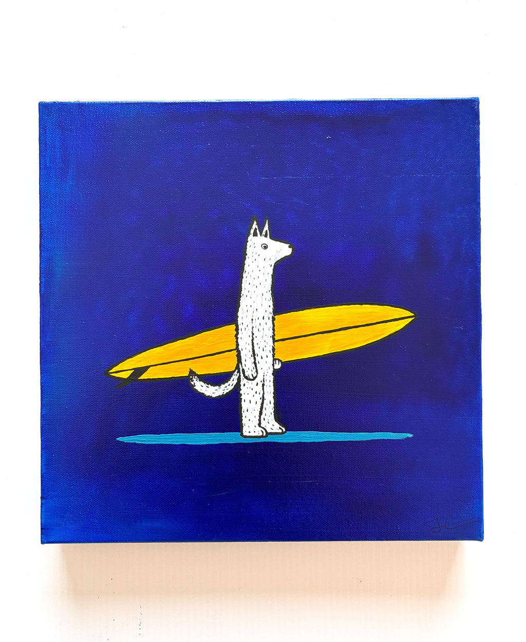 Single Fin Wolf. Original signed Acrylic Canvas