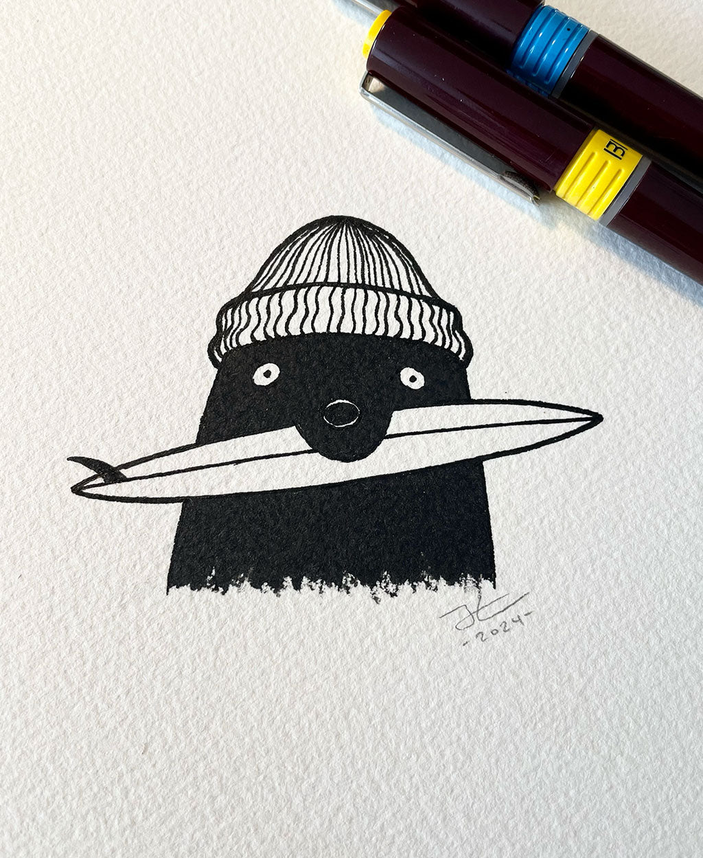 Single Fin Seal. Original illustration