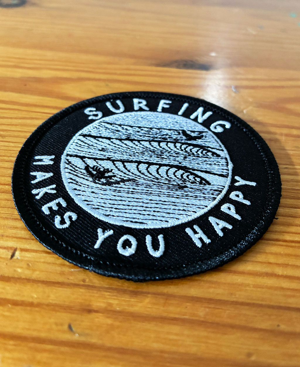 Surfing Makes You Happy Embroidered Patch