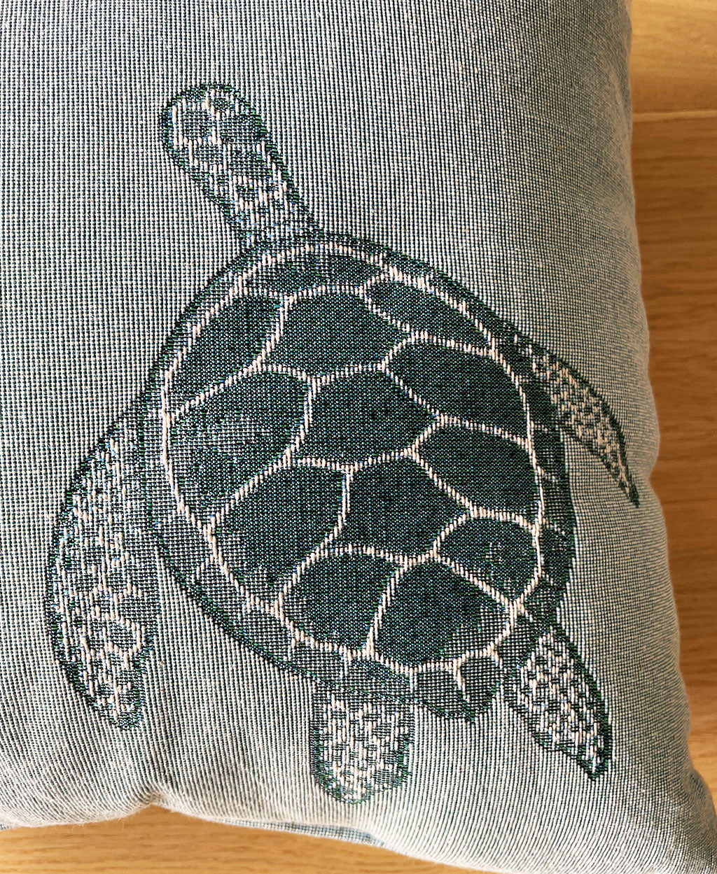 The Blue Turtle Woven Pillow