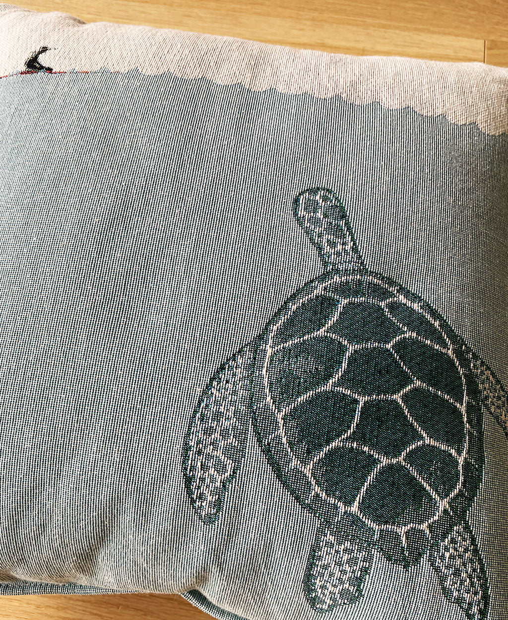The Blue Turtle Woven Pillow