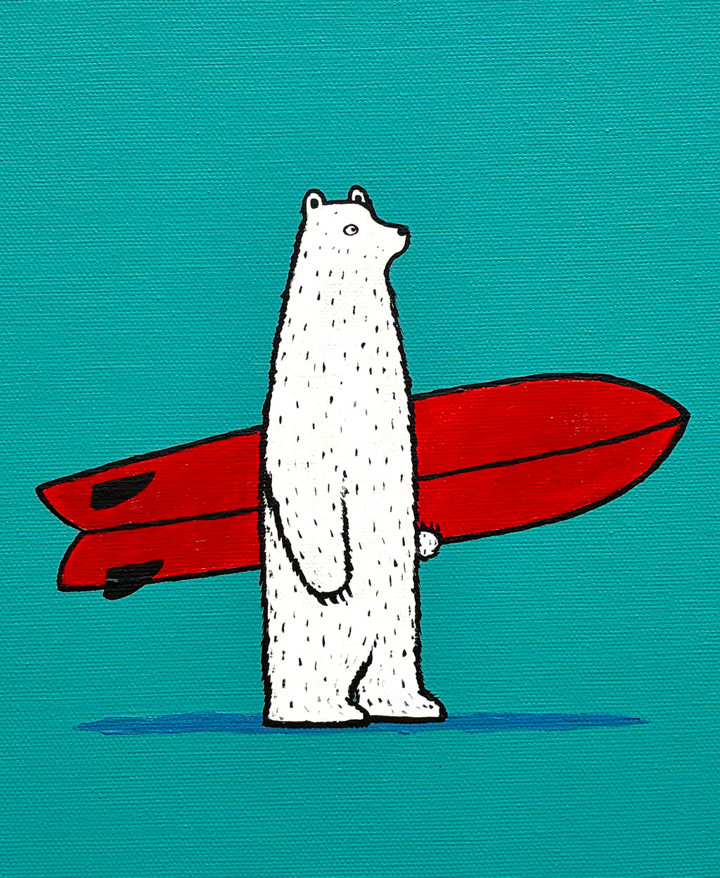 Twin Fin Bear. Original signed Acrylic Canvas