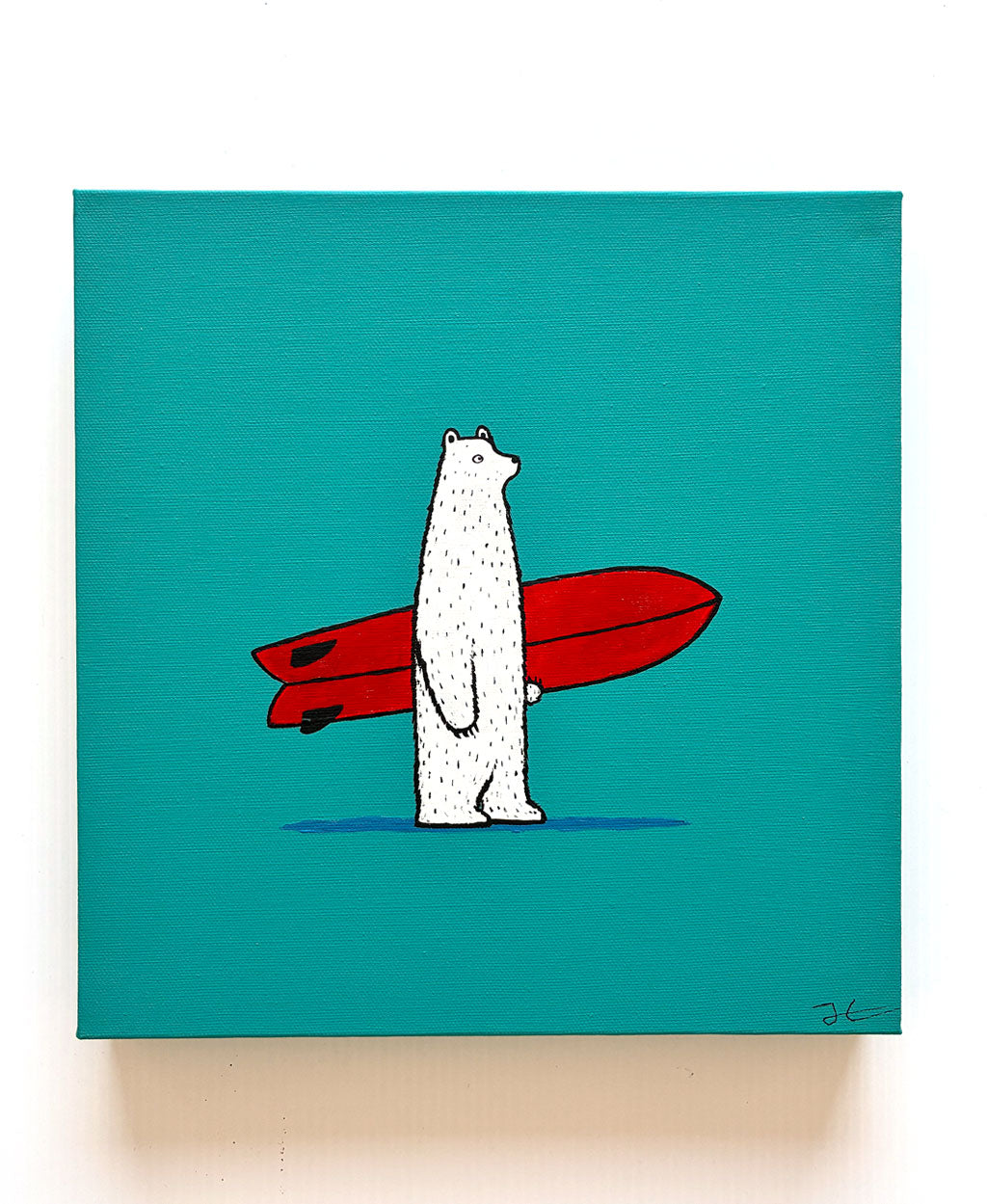 Twin Fin Bear. Original signed Acrylic Canvas
