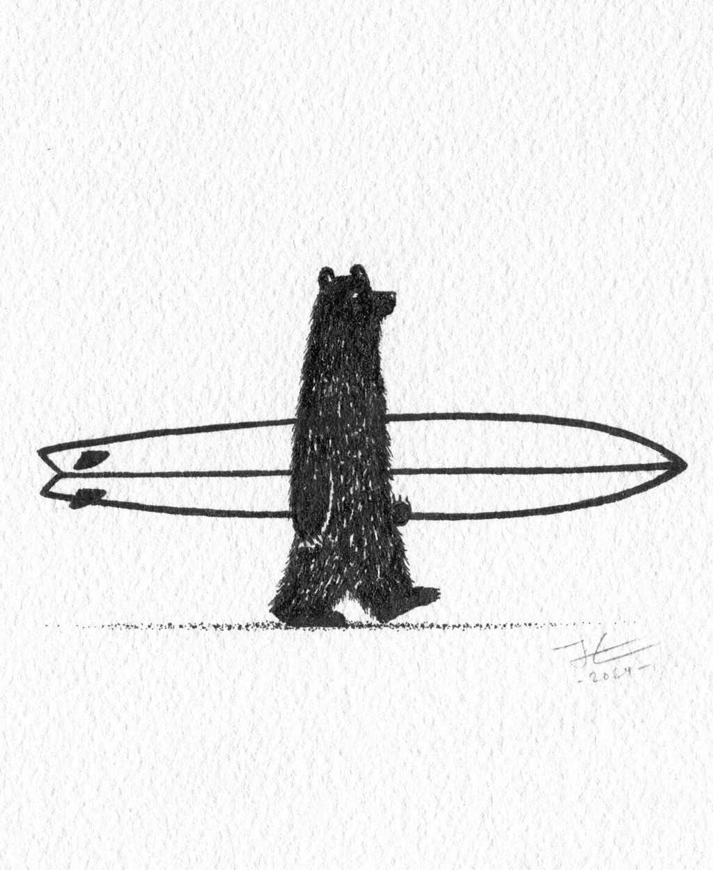 Twin Fin Bear. Original illustration