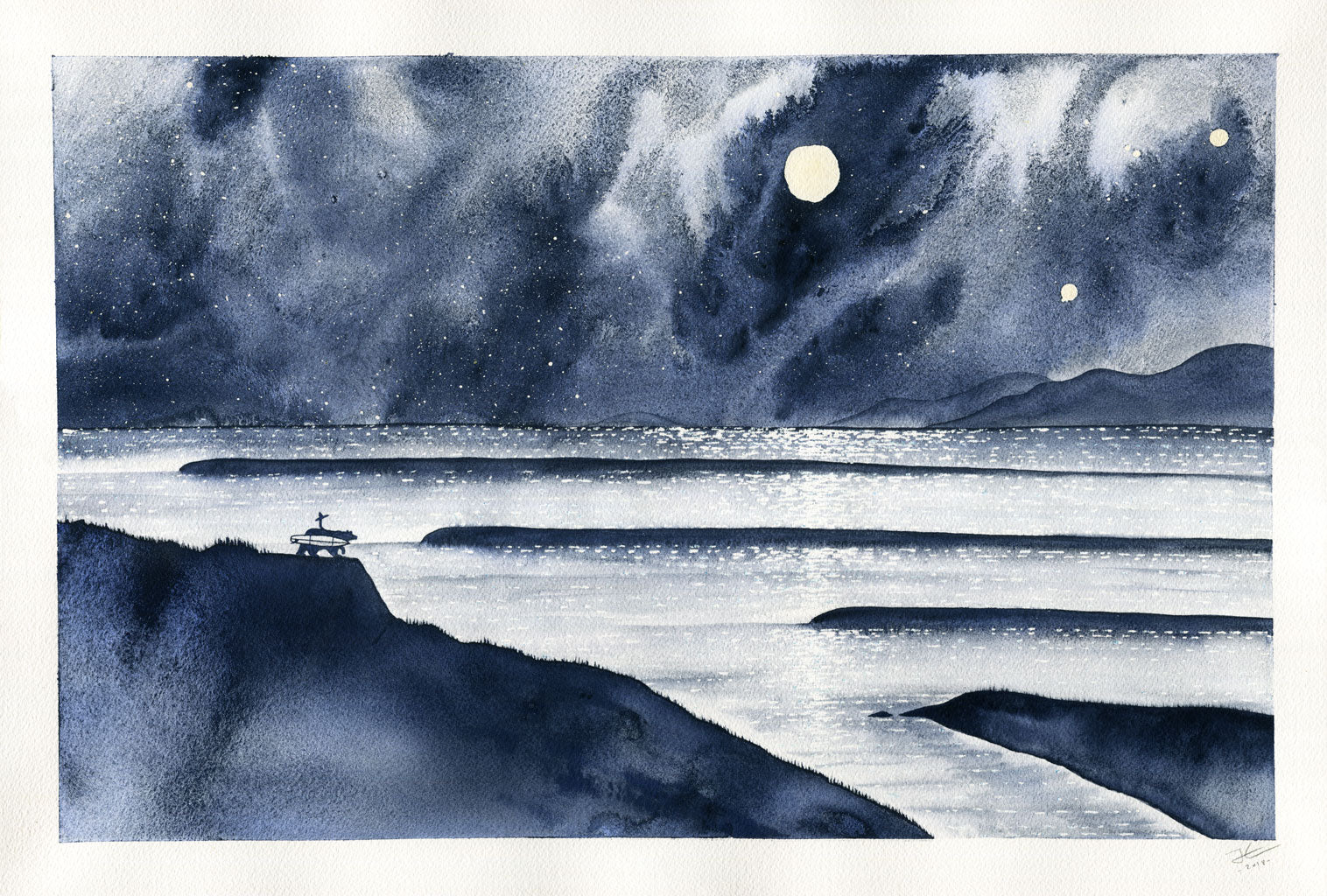 Bear Moon. Original signed illustration - SOLD OUT