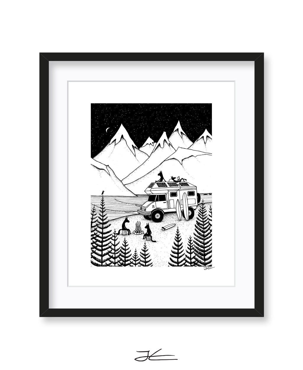 Camping With Dogs - Print/ Framed Print