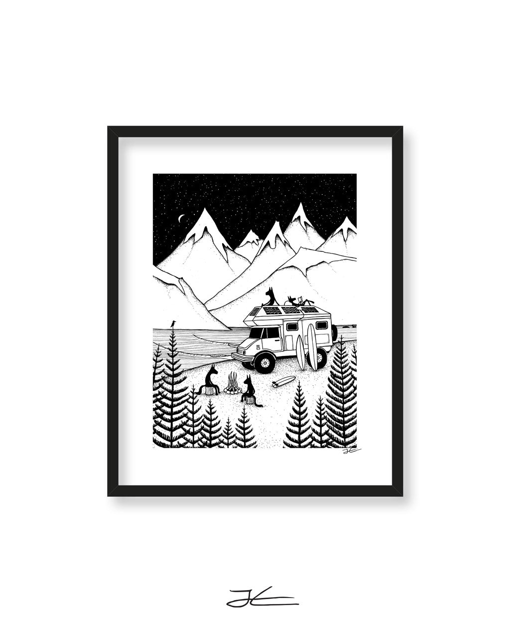 Camping With Dogs - Print/ Framed Print