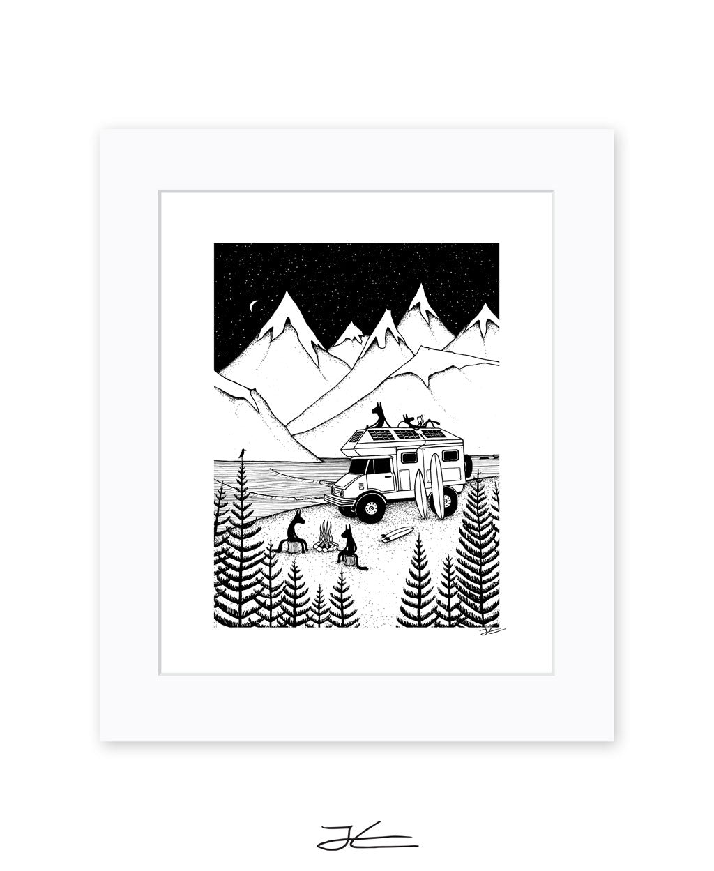 Camping With Dogs - Print/ Framed Print