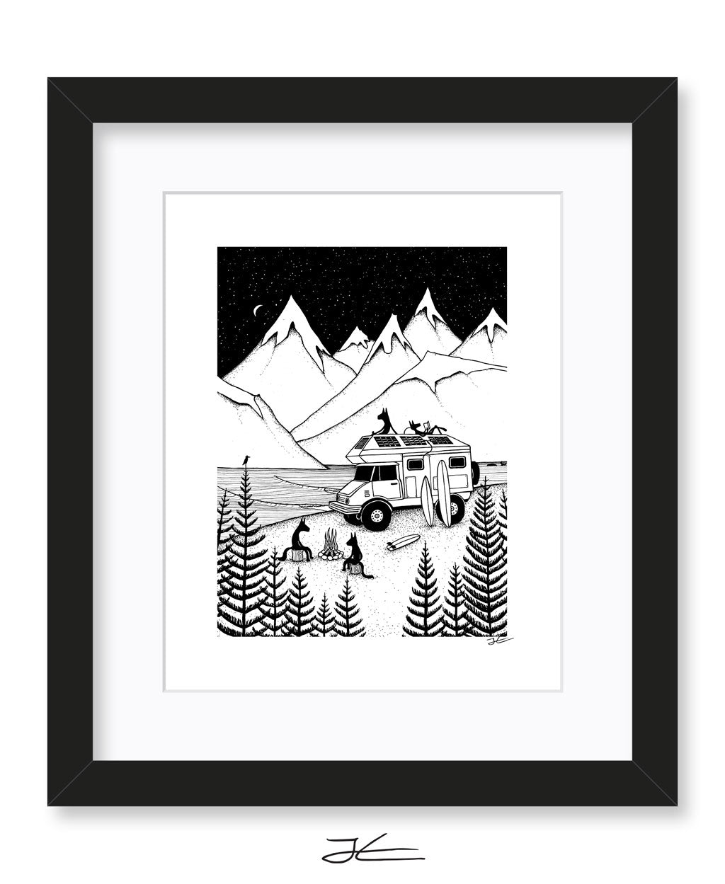 Camping With Dogs - Print/ Framed Print
