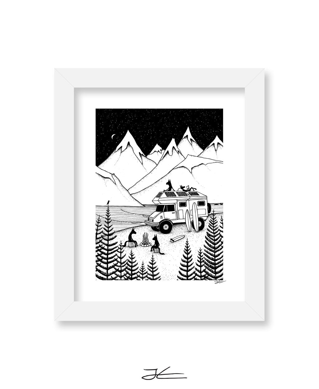 Camping With Dogs - Print/ Framed Print