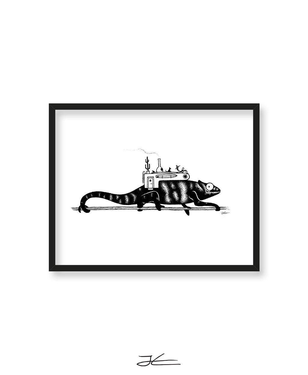 Inktober Chameleon - Print/ Framed Print