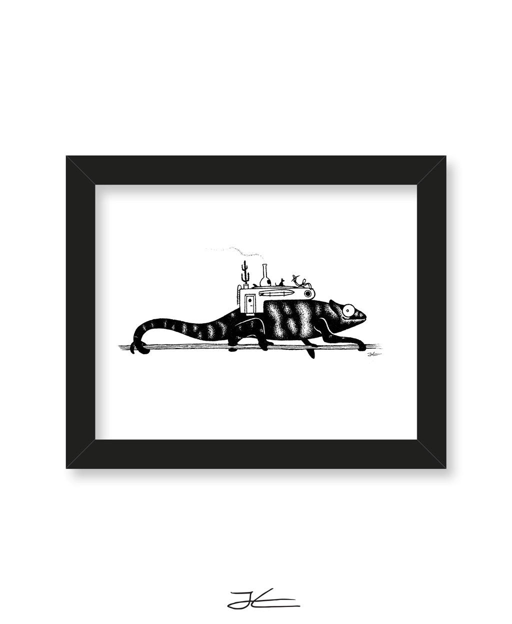 Inktober Chameleon - Print/ Framed Print