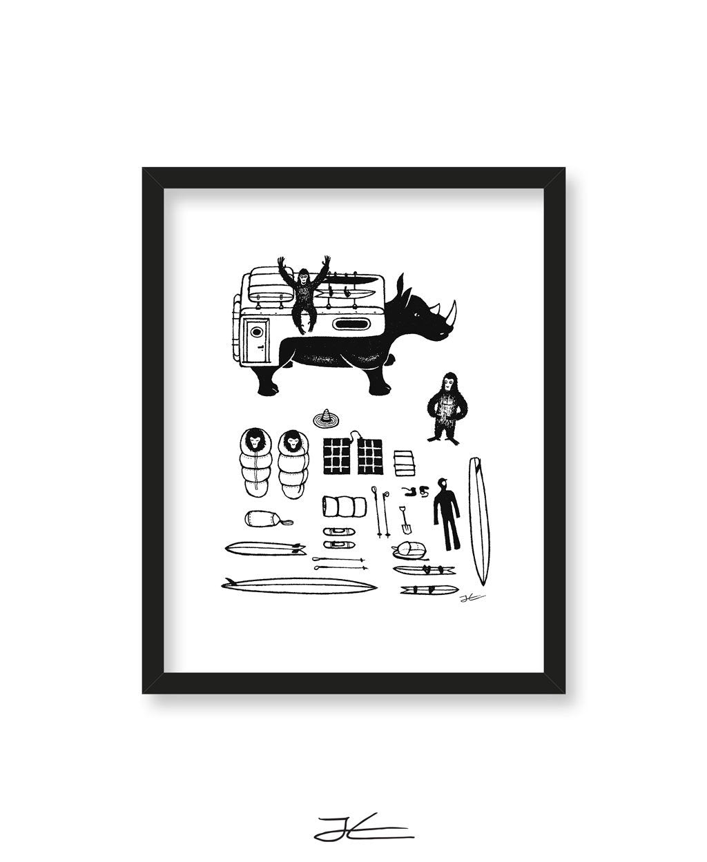 Inktober Gorilla - Print/ Framed Print