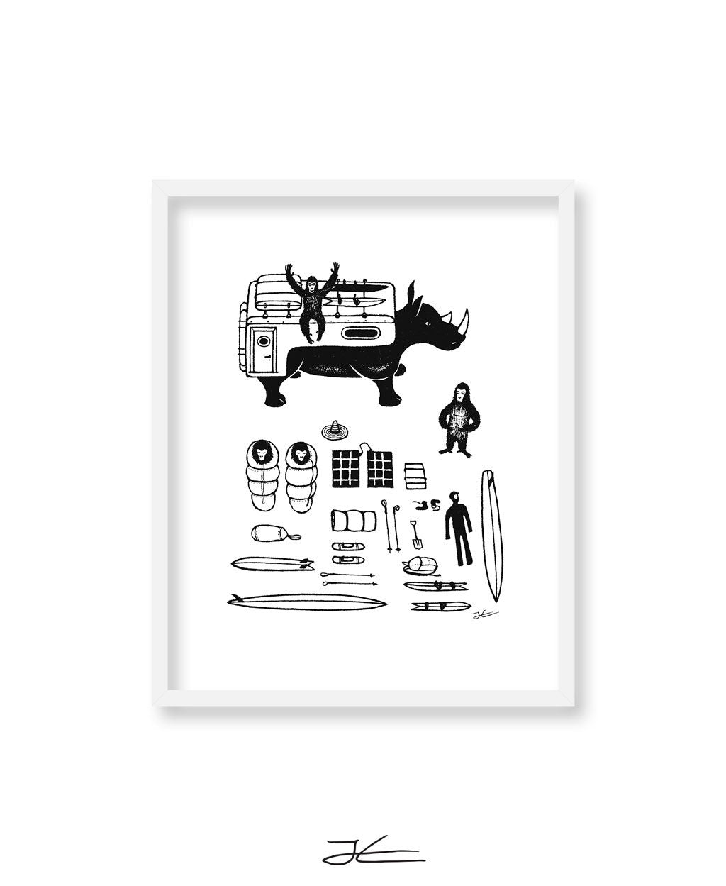Inktober Gorilla - Print/ Framed Print