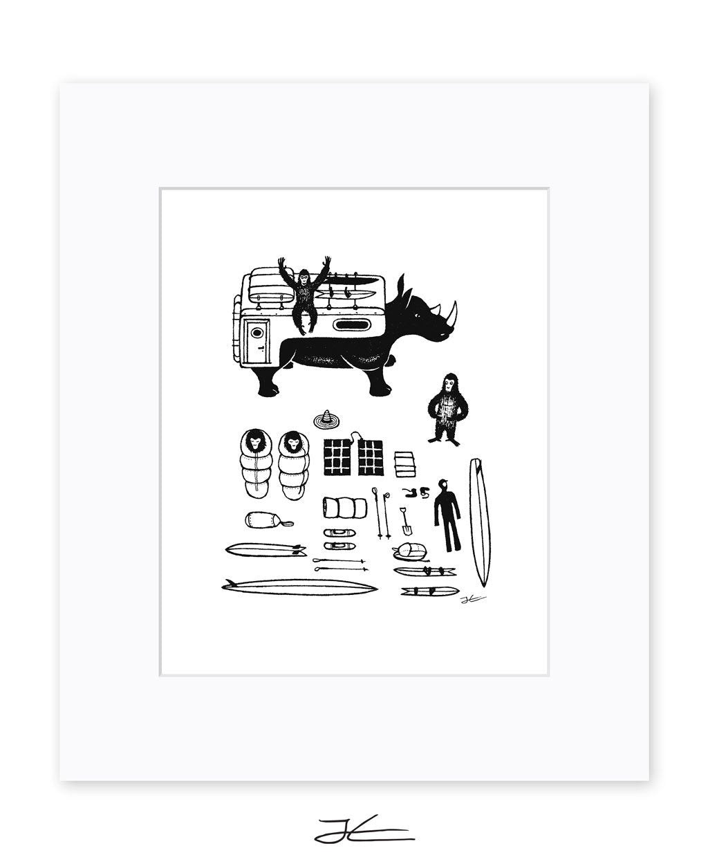 Inktober Gorilla - Print/ Framed Print