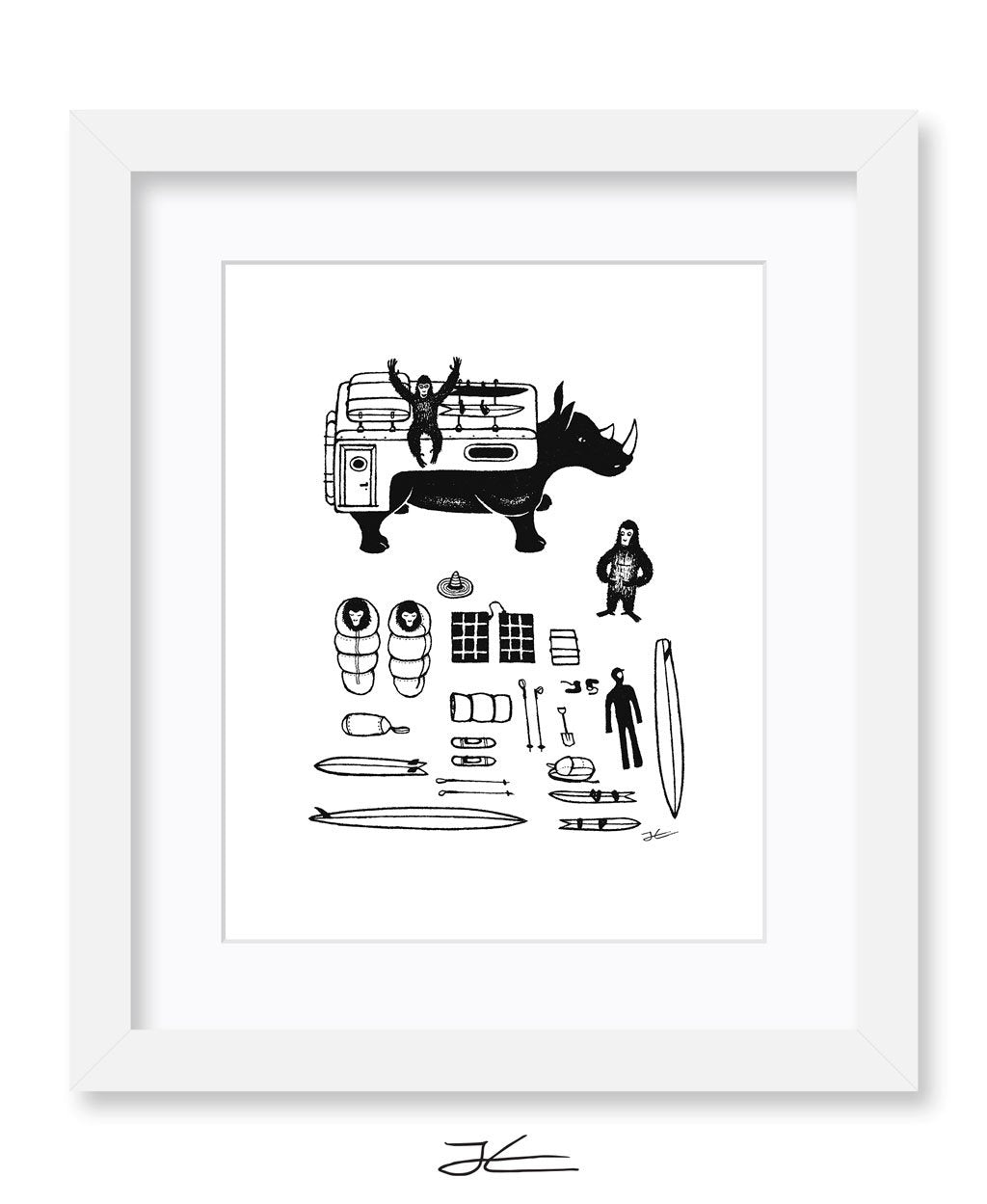 Inktober Gorilla - Print/ Framed Print