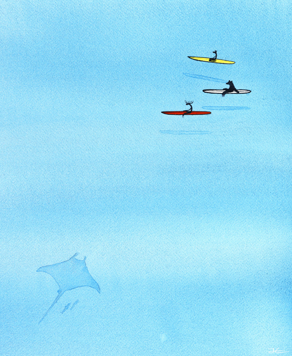 Hanging With Mantas. Original signed illustration - SOLD OUT