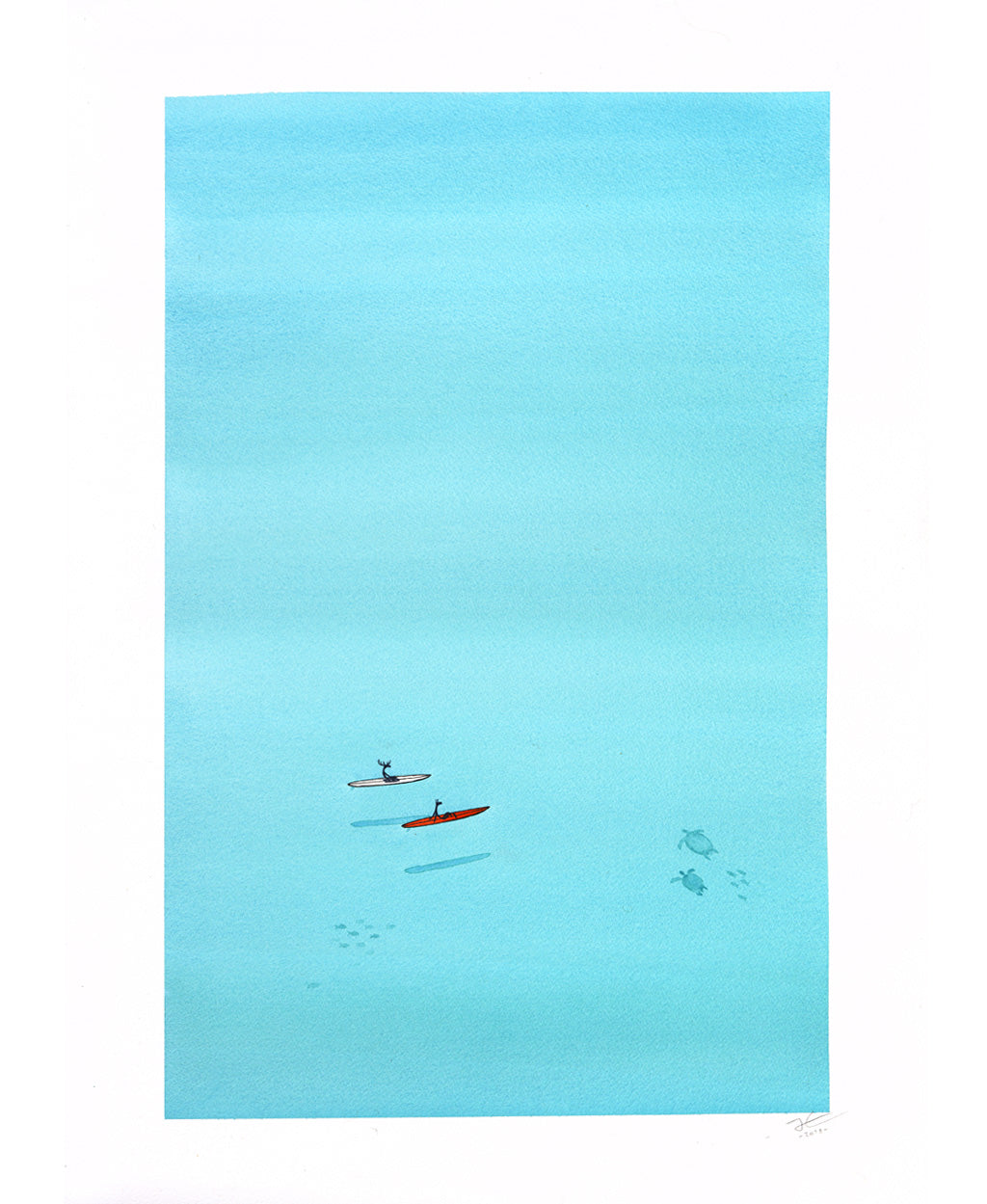 Hanging With Turtles. Original signed illustration