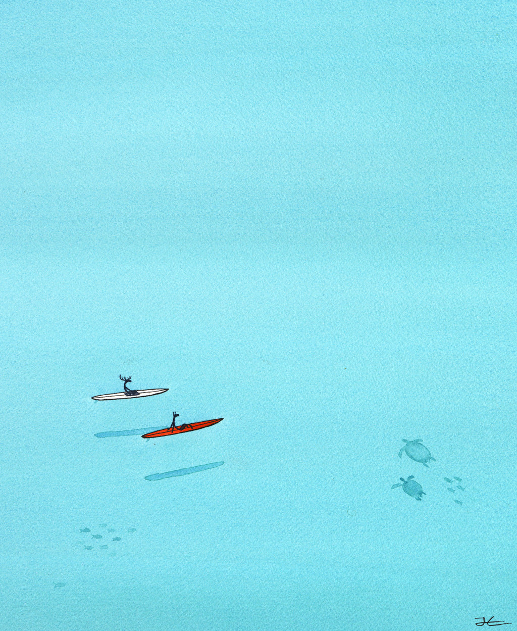 Hanging With Turtles. Original signed illustration