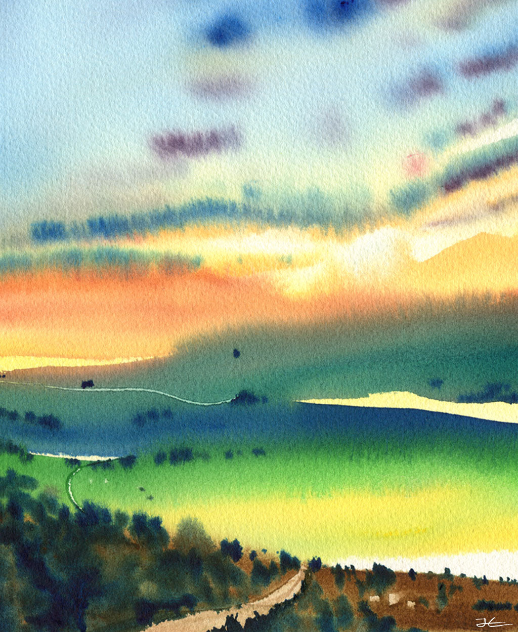 Heading West. Original signed illustration