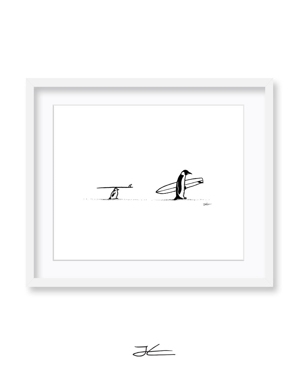 Surf Tripping Penguins - Print/ Framed Print