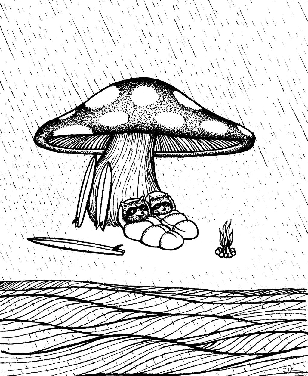 Inktober Raccoon - Print/ Framed Print