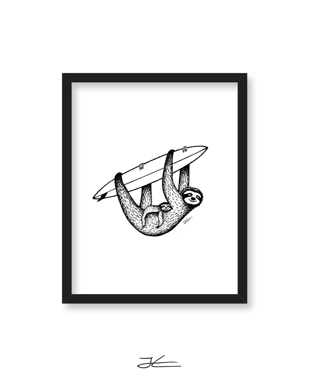Inktober Sloth - Print/ Framed Print