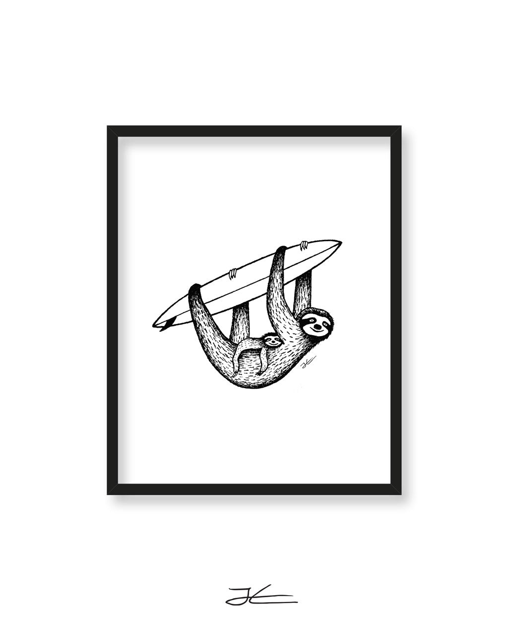 Inktober Sloth - Print/ Framed Print