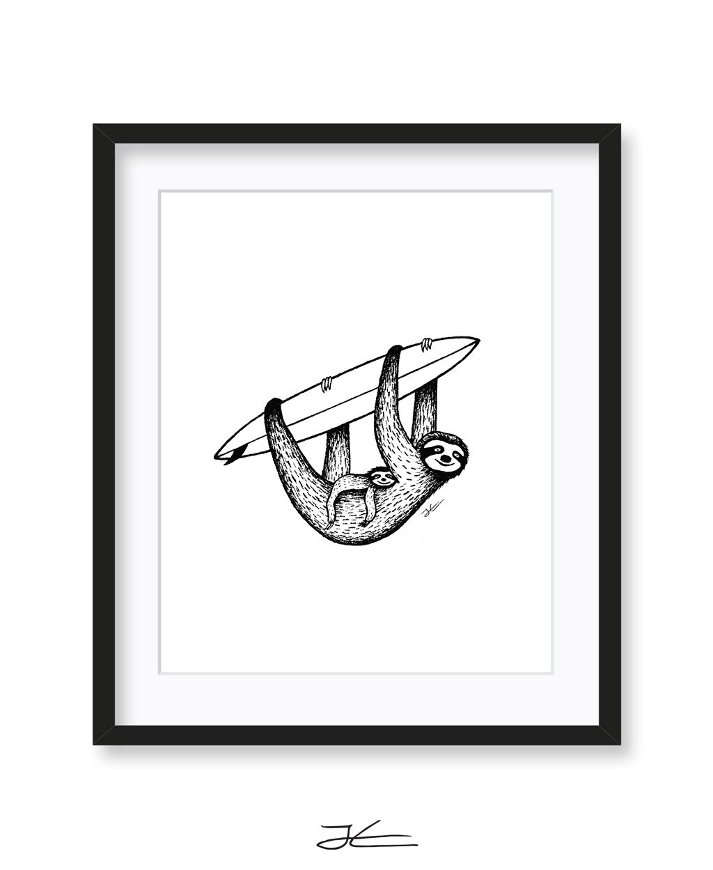 Inktober Sloth - Print/ Framed Print