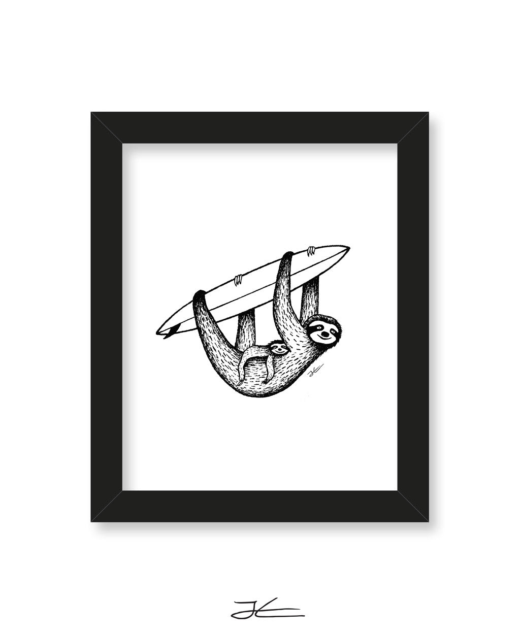 Inktober Sloth - Print/ Framed Print