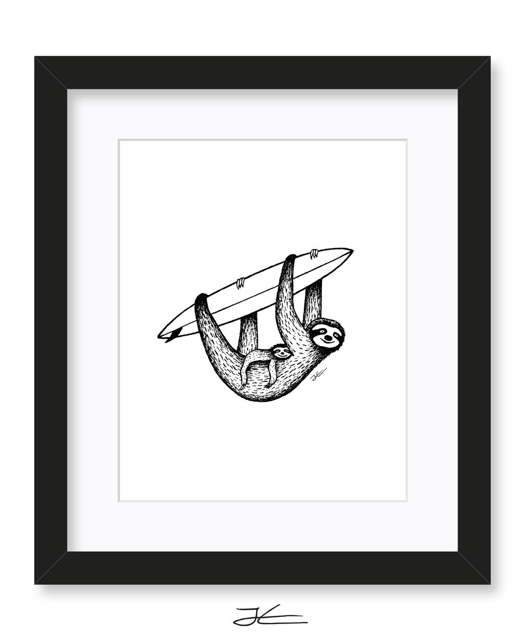 Inktober Sloth - Print/ Framed Print