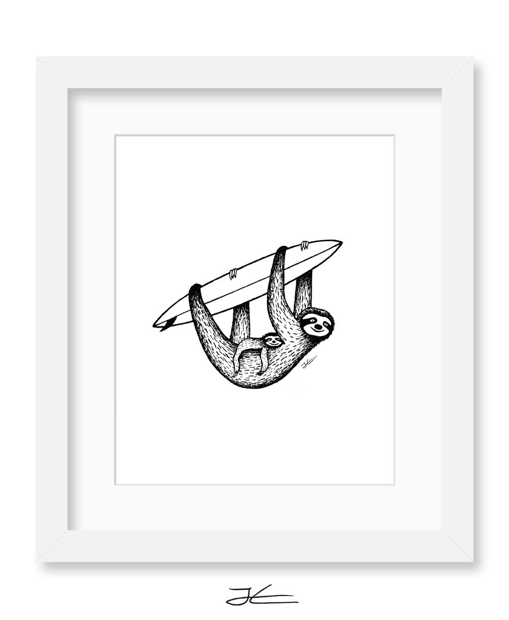 Inktober Sloth - Print/ Framed Print