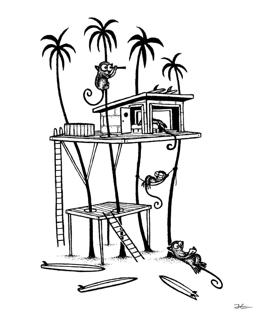 Tarsier Treehouse - Print/ Framed Print