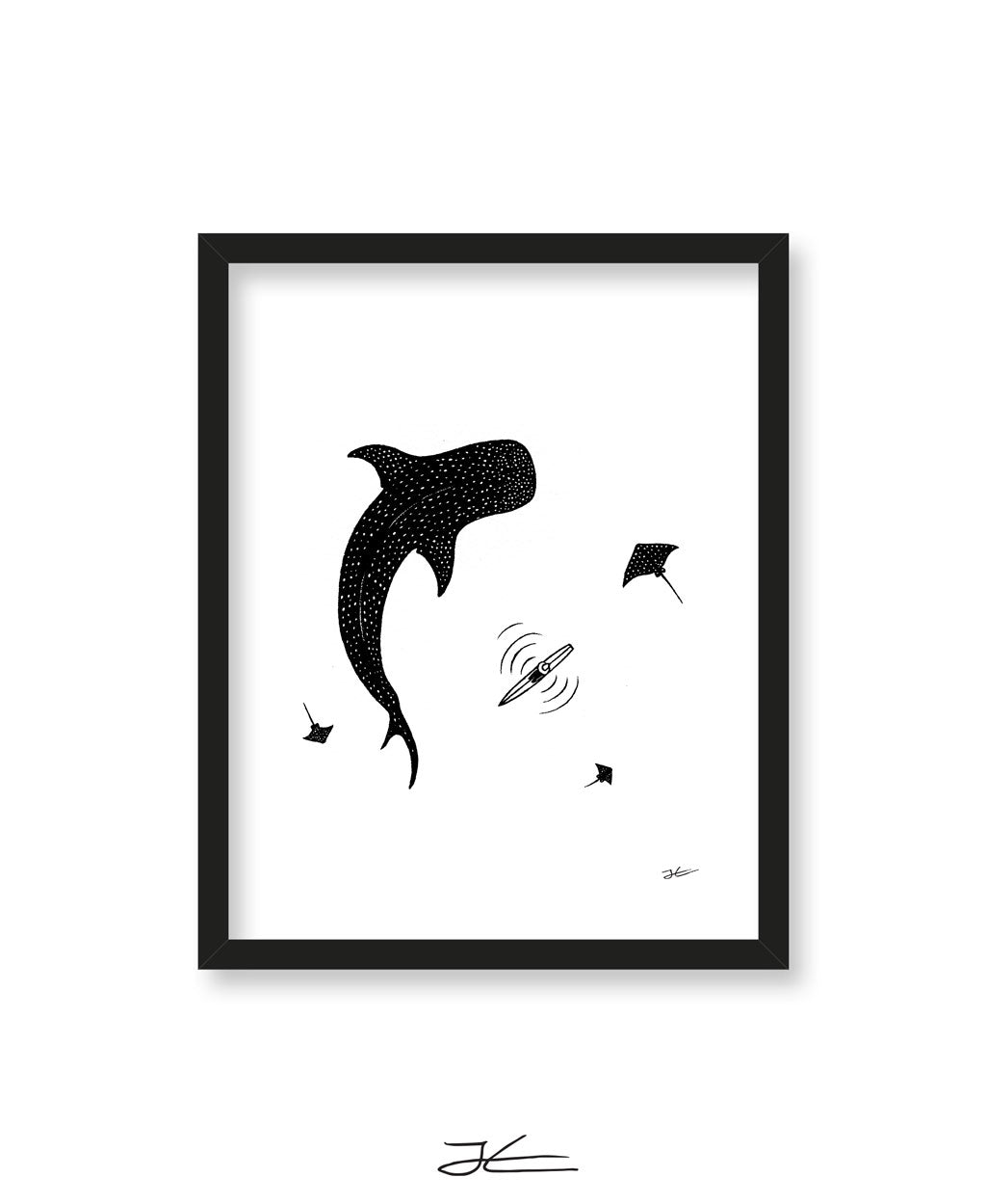 Inktober Whale Shark - Print/ Framed Print