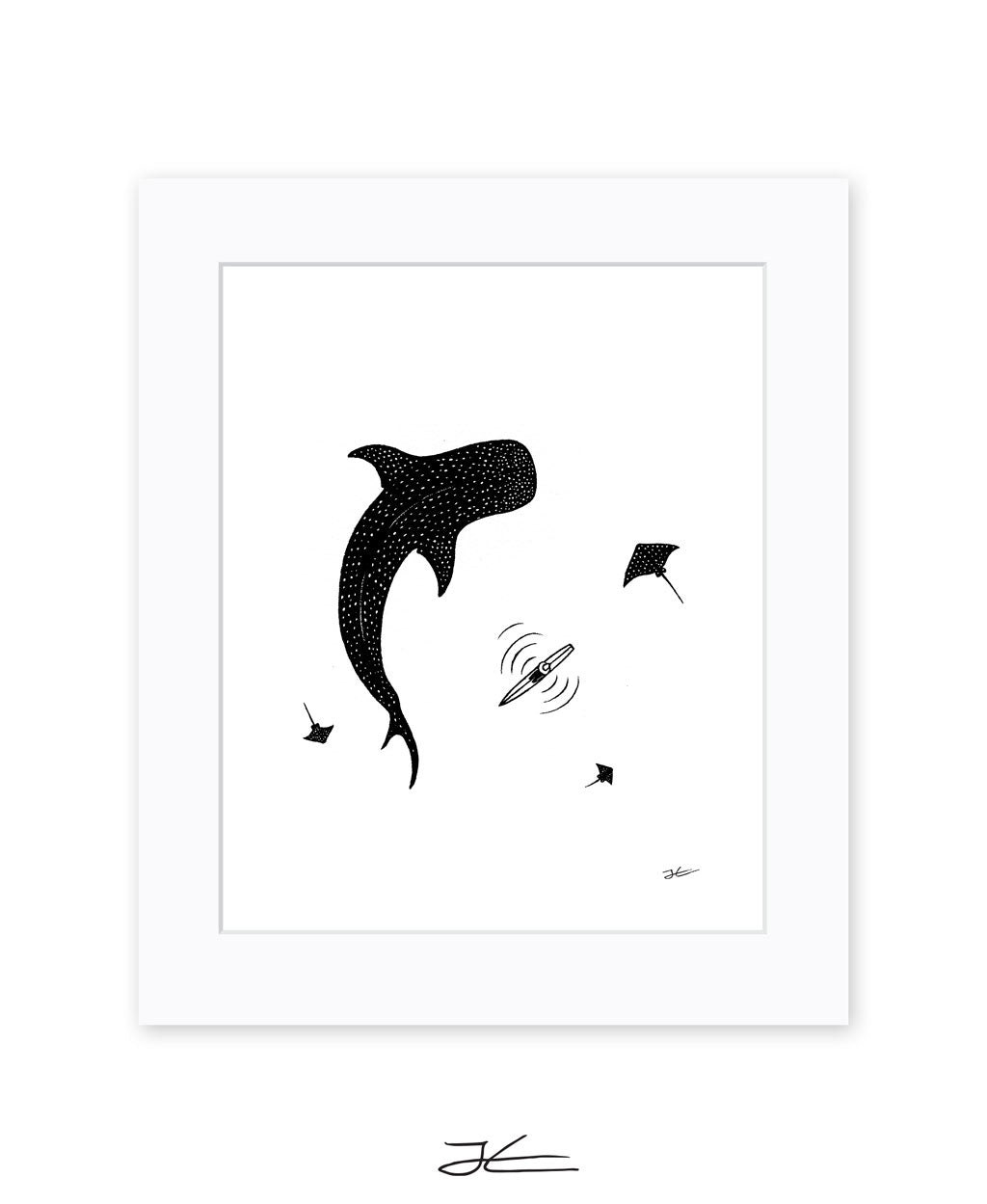 Inktober Whale Shark - Print/ Framed Print