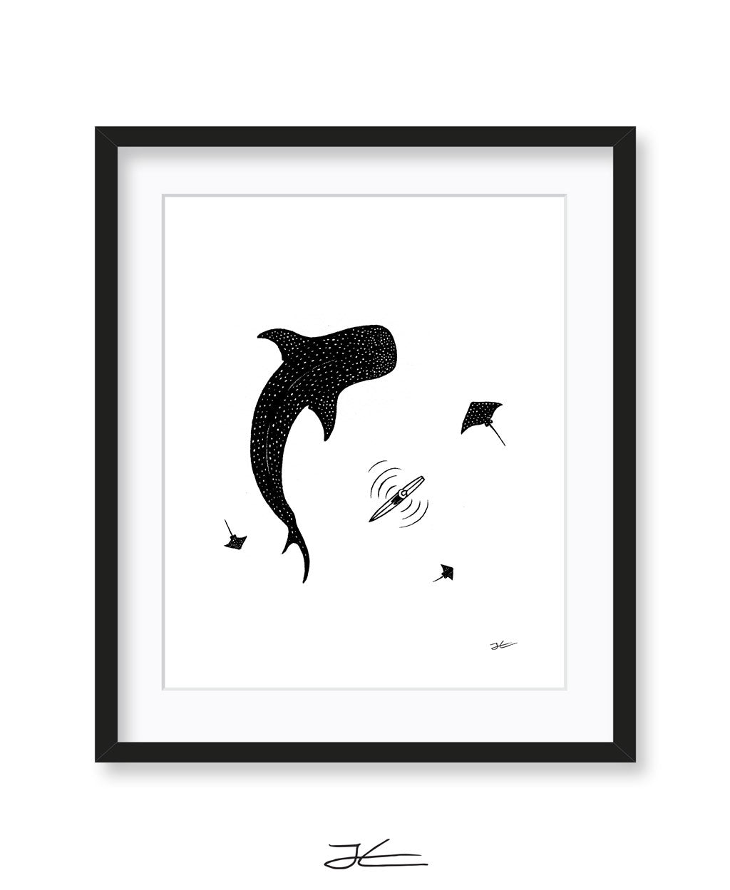Inktober Whale Shark - Print/ Framed Print