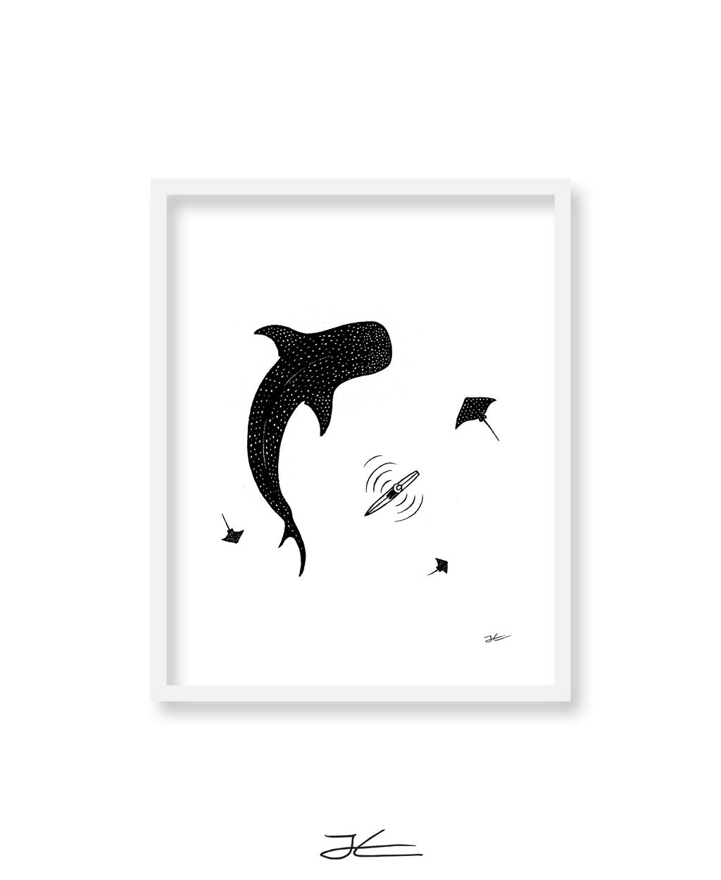 Inktober Whale Shark - Print/ Framed Print