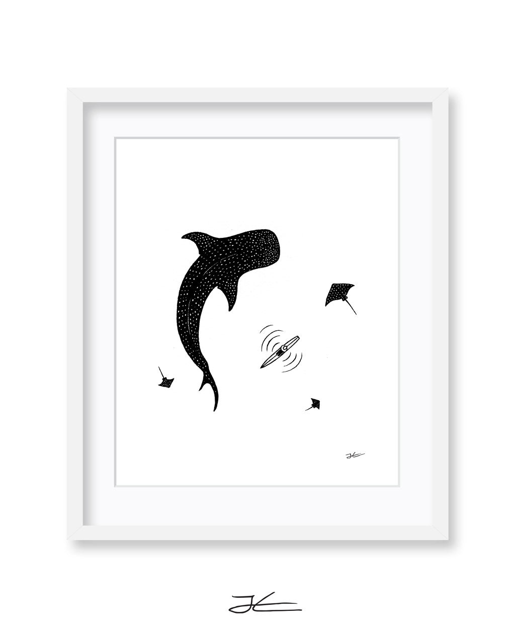 Inktober Whale Shark - Print/ Framed Print