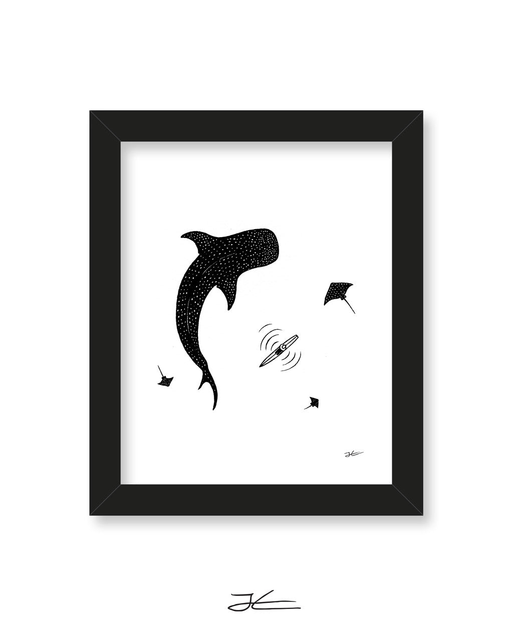 Inktober Whale Shark - Print/ Framed Print
