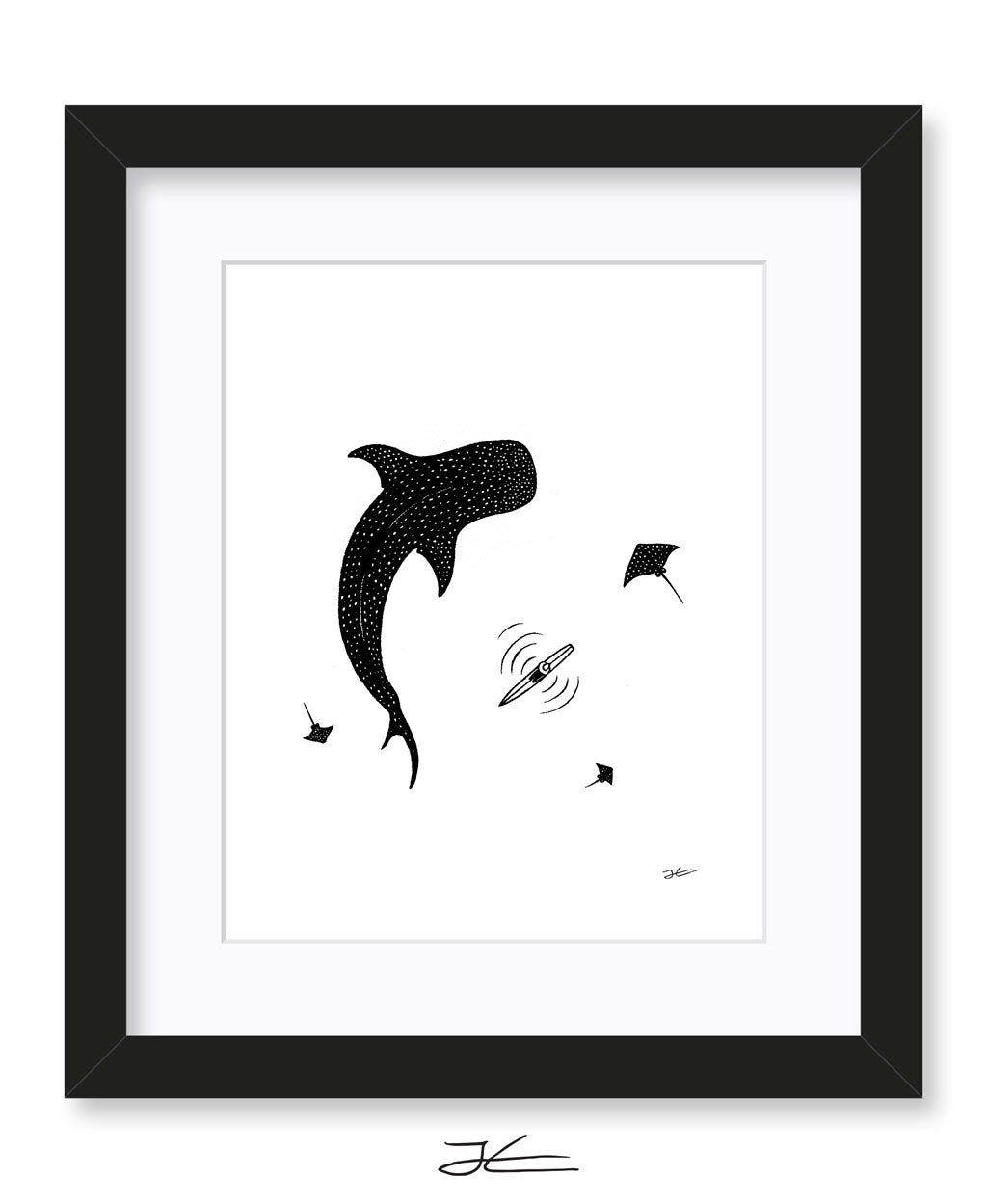 Inktober Whale Shark - Print/ Framed Print