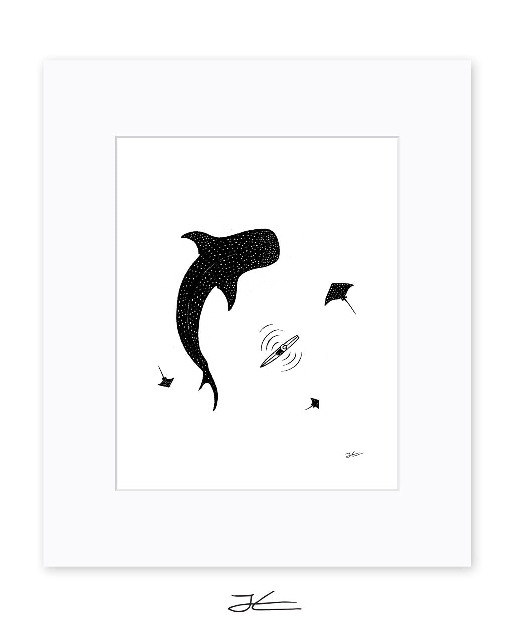 Inktober Whale Shark - Print/ Framed Print