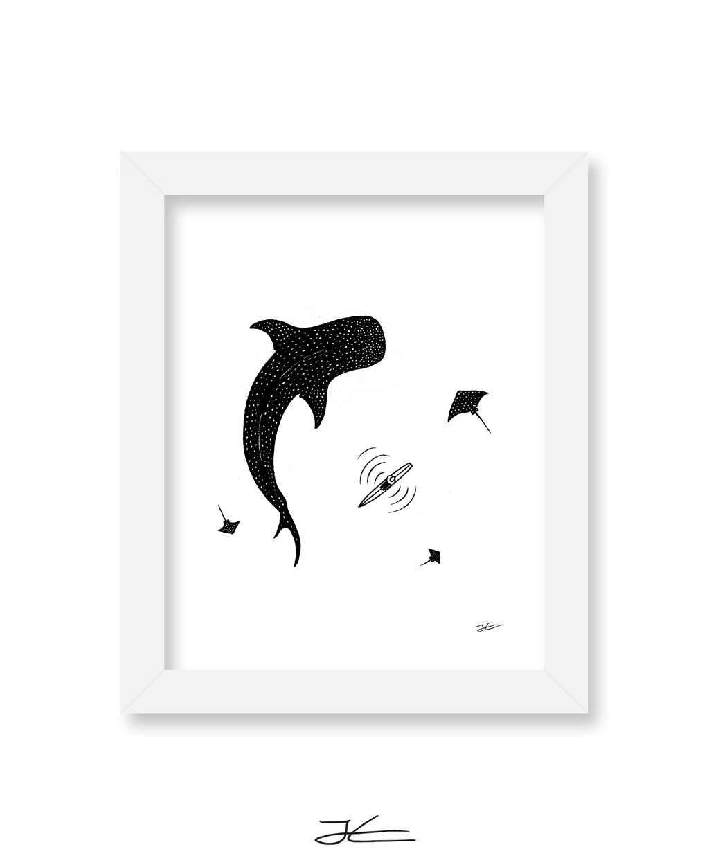 Inktober Whale Shark - Print/ Framed Print