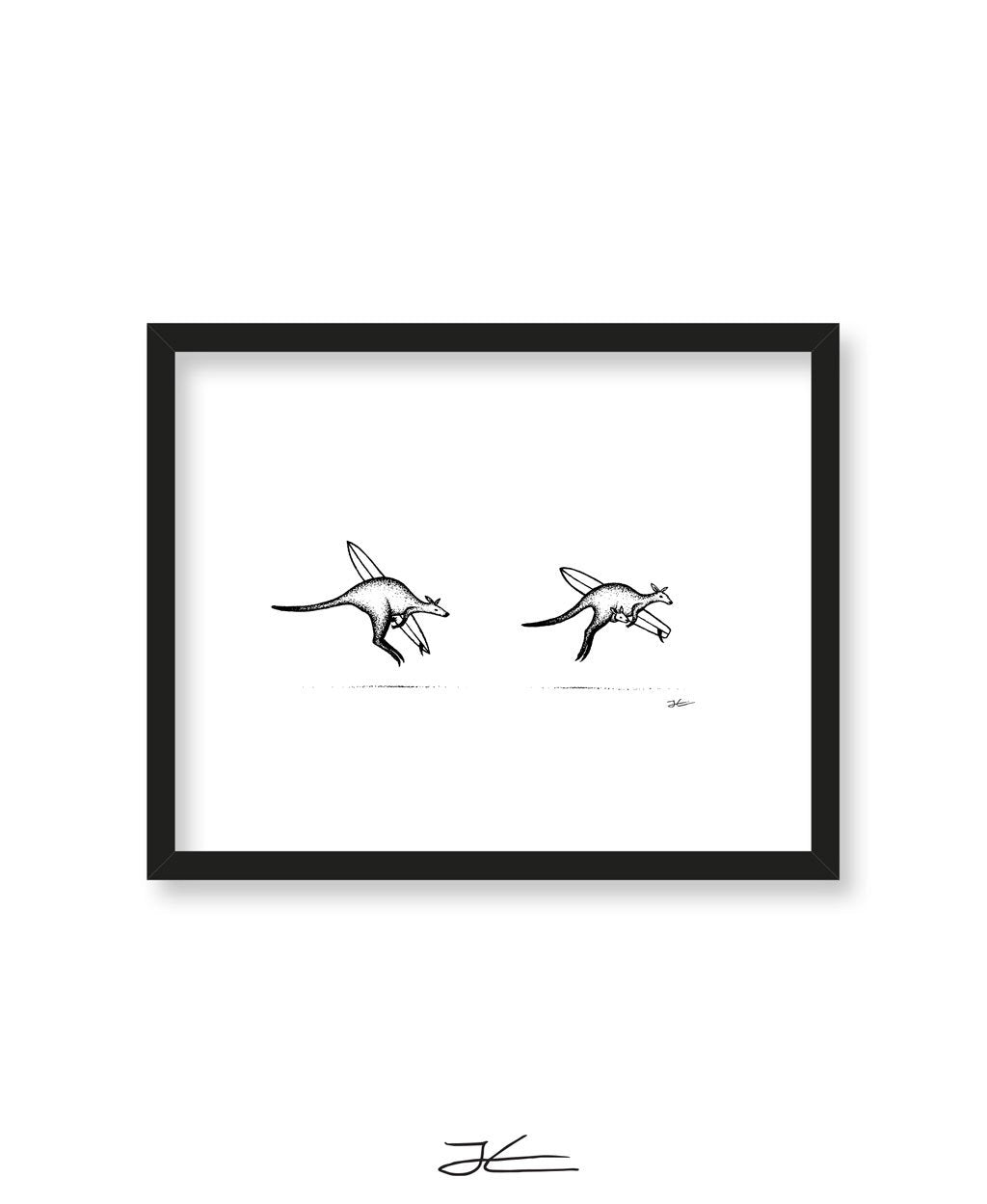 Inktober Kangaroos - Print/ Framed Print