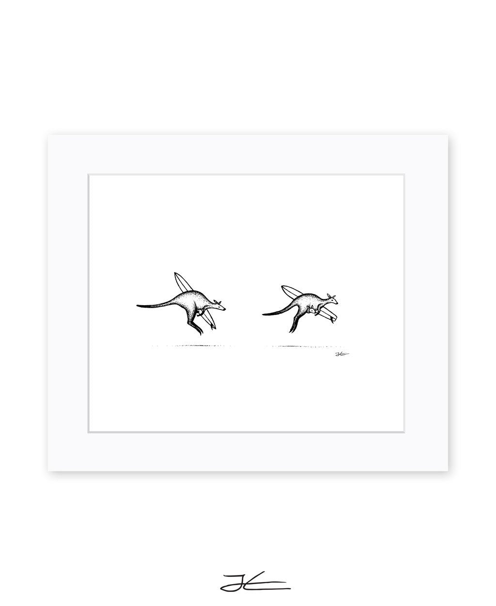 Inktober Kangaroos - Print/ Framed Print