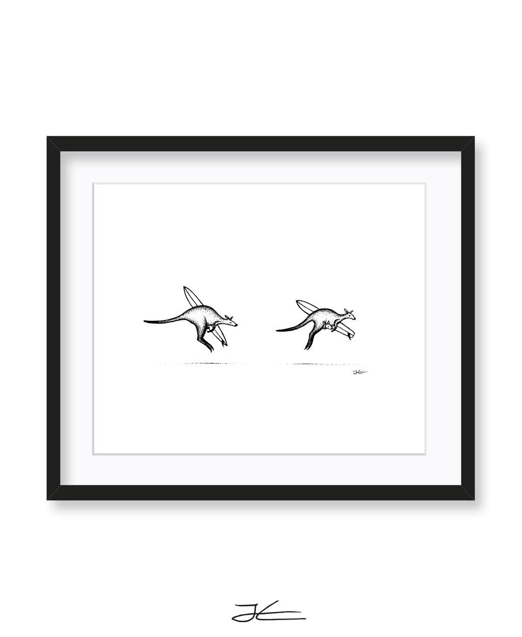 Inktober Kangaroos - Print/ Framed Print