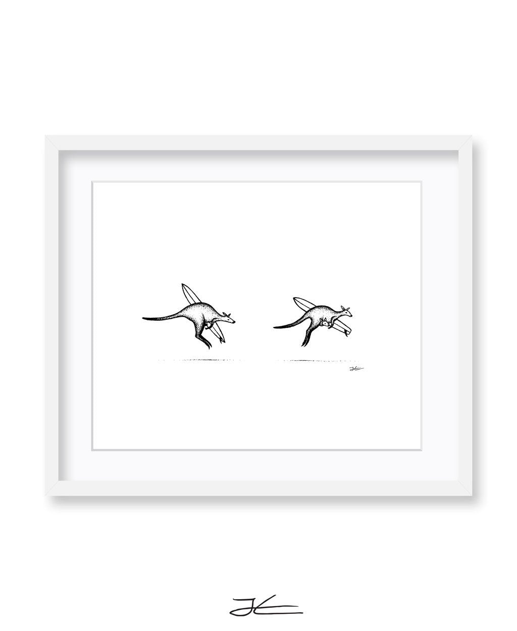 Inktober Kangaroos - Print/ Framed Print