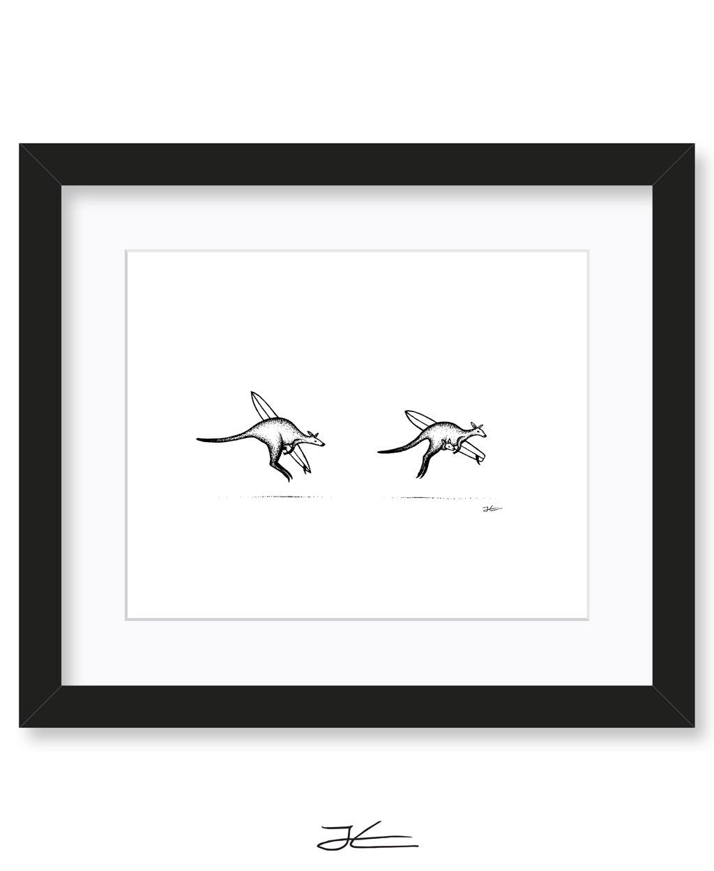 Inktober Kangaroos - Print/ Framed Print